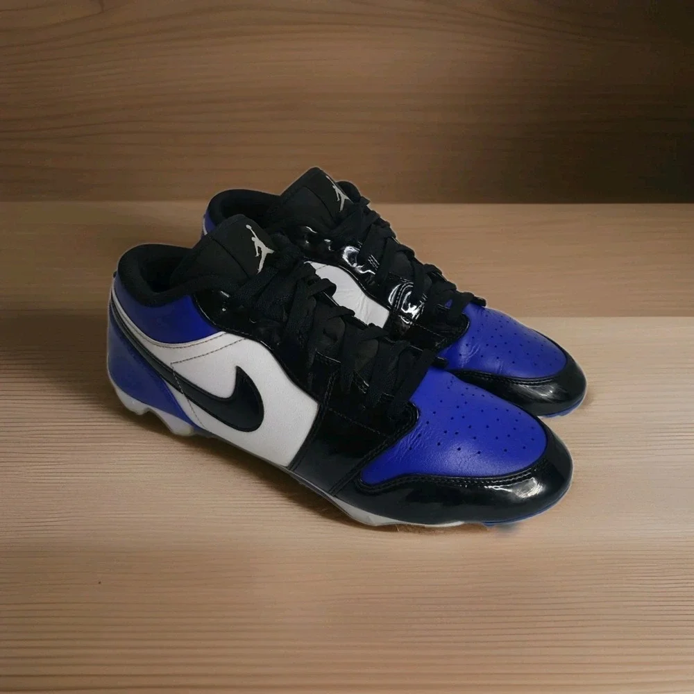 Nike Air Jordan 1 Low TD Football Cleats Royal Black White FJ6245-401 Men's 12